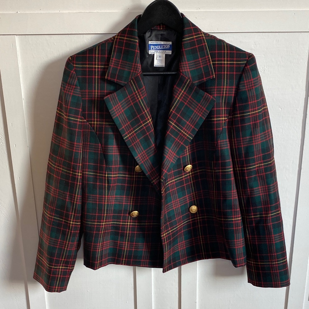 Pendleton Plaid Blazer - Red and Green